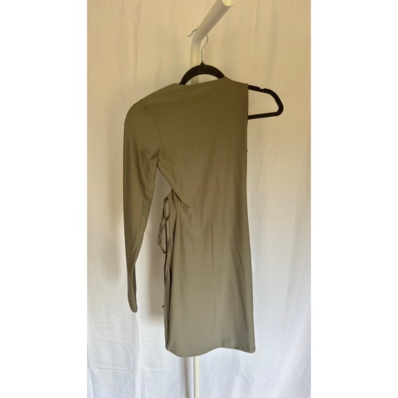 $98‎ NWT SKIMS APDRS-2110 Chrome S One Sleeve Cutout Lace Up Mini Dress S - Picture 8 of 8